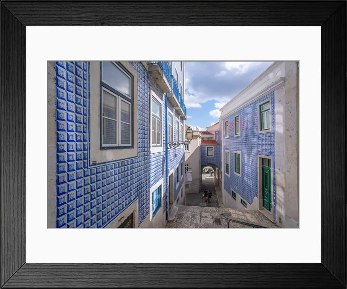 Framed Print : View of colourful buildings in the Alfama District on a sunny day, Lisbon, Portugal, Europe Framed Print : View of colourful buildings in the Alfama District on a sunny day, Lisbon, Portugal, Europe