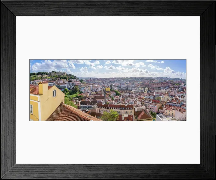 Framed Print : Panoramic view of Lisbon from Miradouro da Graca scenic point on a sunny day in the Alfama District, Lisbon, Portugal, Europe