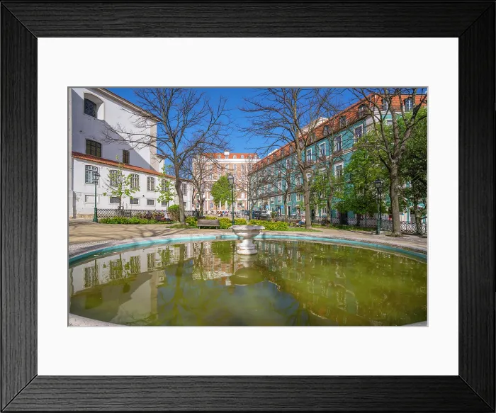 Framed Print : View of colourful buildings on a sunny day in the Alfama District, Lisbon, Portugal, Europe