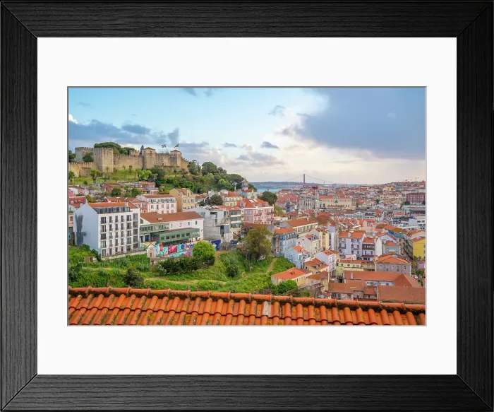 Framed Print : Panoramic view of Lisbon Castle from Miradouro da Senhora do Monte scenic point on a sunny day in the Alfama District, Lisbon, Portugal, Europe Framed Print : Panoramic view of Lisbon Castle from Miradouro da Senhora do Monte scenic point on a sunny day in the Alfama District, Lisbon, Portugal, Europe