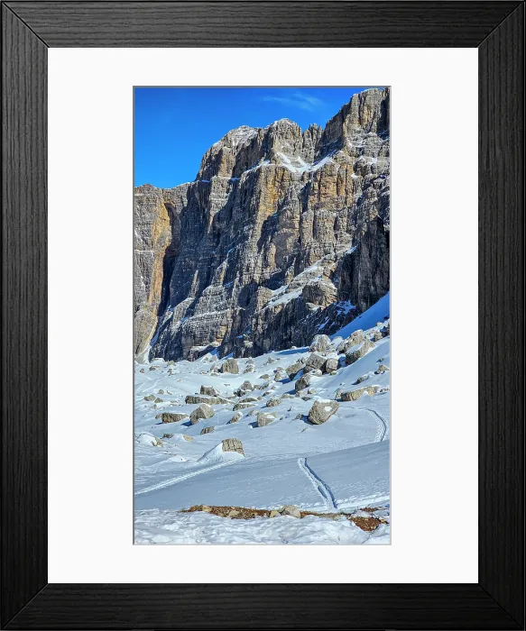 Framed Print : Lagazuoi mountain ski slope, Dolomites, Italy Framed Print : Lagazuoi mountain ski slope, Dolomites, Italy