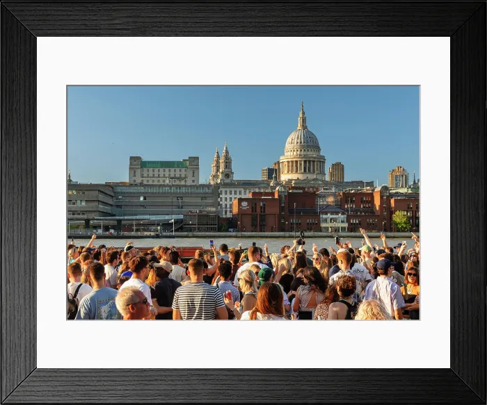 Framed Print : People enjoying a summer evening at Bankside, London, England