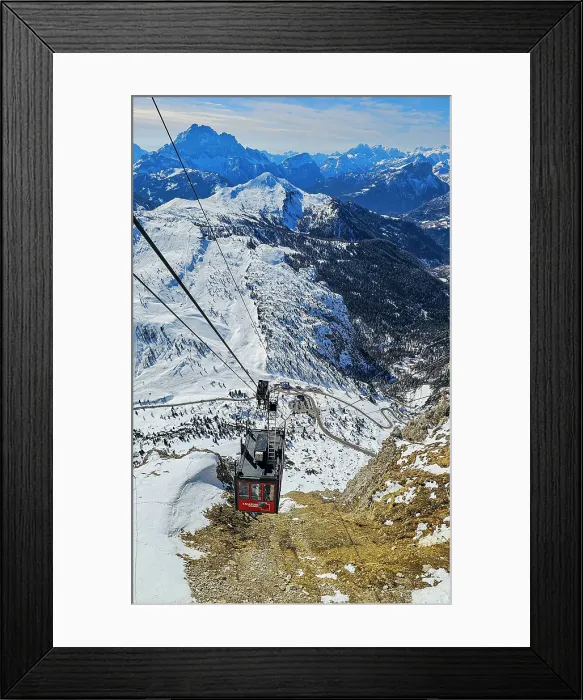 Framed Print : Cable car on Lagazuoi mountain, Dolomites, Italy