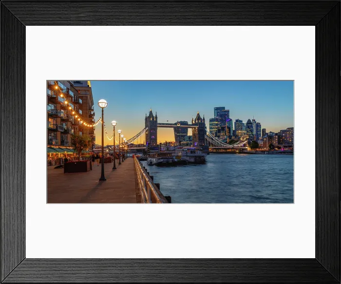 Framed Print : View from Butlers Wharf to the Tower Bridge, London, England Framed Print : View from Butlers Wharf to the Tower Bridge, London, England