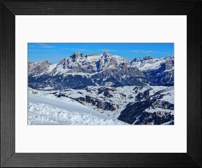 Framed Print : Overlook over the snowy mountains around Corvara, Alta Badia, Dolomites, Italy Framed Print : Overlook over the snowy mountains around Corvara, Alta Badia, Dolomites, Italy