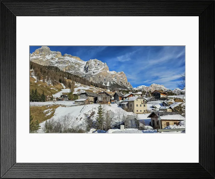 Framed Print : Overlook over the snowy mountains around San Cassiano, Alta Badia, Dolomites, Italy Framed Print : Overlook over the snowy mountains around San Cassiano, Alta Badia, Dolomites, Italy