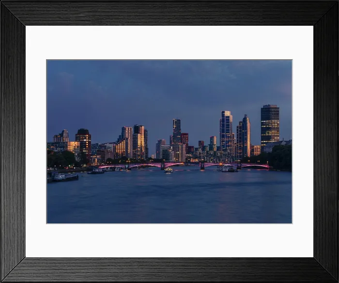Framed Print : Lambeth Bridge and Battersea Skyline, London, England Framed Print : Lambeth Bridge and Battersea Skyline, London, England