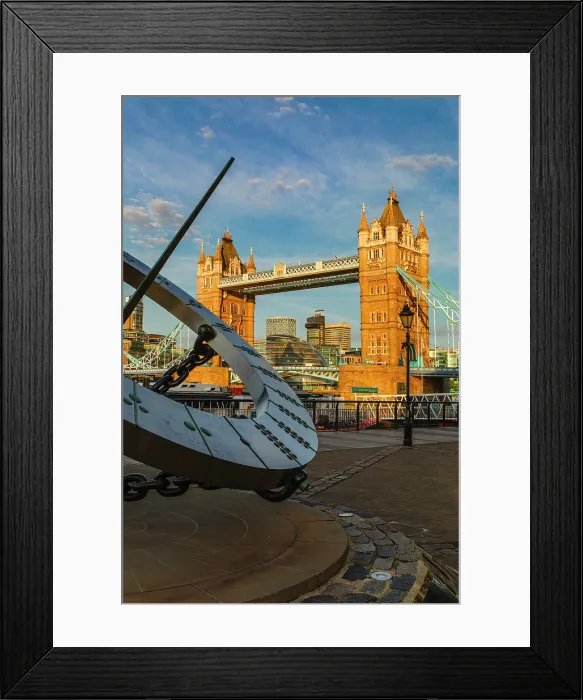 Framed Print : Tower Bridge and sundial, London, England Framed Print : Tower Bridge and sundial, London, England