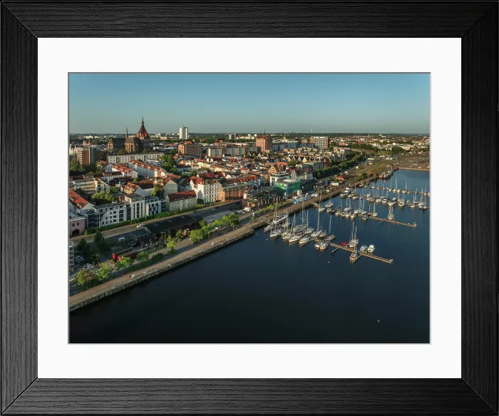 Framed Print : View over Warnow River to Marienkirche church, Rostock, Mecklenburg-Western Pomerania, Germany Framed Print : View over Warnow River to Marienkirche church, Rostock, Mecklenburg-Western Pomerania, Germany