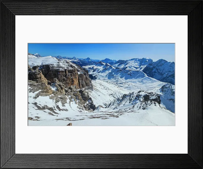 Framed Print : Overlook over the Dolomites from Sass Pordoi, Italy Framed Print : Overlook over the Dolomites from Sass Pordoi, Italy