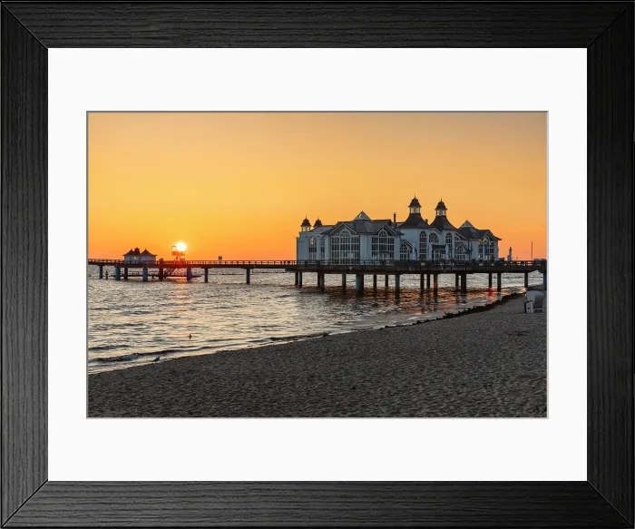 Framed Print : Pier on the beach of Sellin, Ruegen Island, Baltic Sea, Mecklenburg-Western Pomerania, Germany