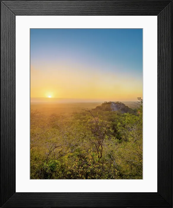 Framed Print : View towards Structure I at sunrise, Calakmul Archaeological Site, Campeche State, Mexico Framed Print : View towards Structure I at sunrise, Calakmul Archaeological Site, Campeche State, Mexico