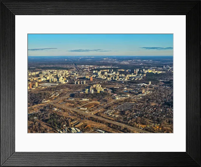 Framed Print : Aerial of the satellitte cities of Moscow, Russia Framed Print : Aerial of the satellitte cities of Moscow, Russia
