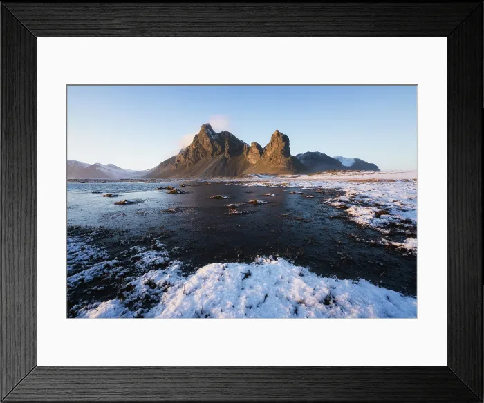 Framed Print : Eystrahorn mountain in winter, South Iceland, Iceland, Europe Framed Print : Eystrahorn mountain in winter, South Iceland, Iceland, Europe