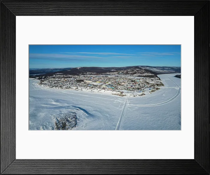 Framed Print : Aerial of Tura on the Yenisei river, Krasnoyarsk Krai, Evenki state, Russia Framed Print : Aerial of Tura on the Yenisei river, Krasnoyarsk Krai, Evenki state, Russia