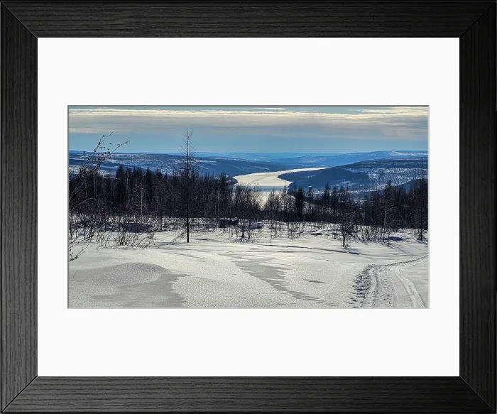 Framed Print : Overlook over the Yenisei river, Tura, Krasnoyarsk Krai, Evenki state, Russia