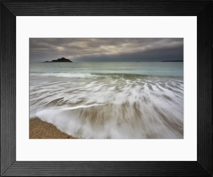 Framed Print : St Michael's Mount in early morning light, seen from the beach at Marazion, near Penzance, Cornwall, Great Britain Framed Print : St Michael's Mount in early morning light, seen from the beach at Marazion, near Penzance, Cornwall, Great Britain