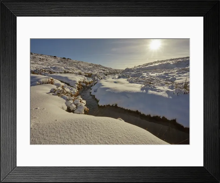 Framed Print : A snowbound brook in the dead of winter, near Moretonhampstead, Dartmoor National Park, Devon, Great Britain Framed Print : A snowbound brook in the dead of winter, near Moretonhampstead, Dartmoor National Park, Devon, Great Britain