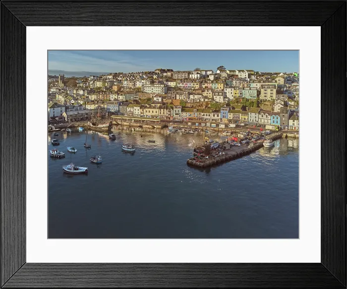 Framed Print : The inner harbour at Brixham, one of Britain's busiest fishing harbours, in Torbay, Devon, Great Britain Framed Print : The inner harbour at Brixham, one of Britain's busiest fishing harbours, in Torbay, Devon, Great Britain