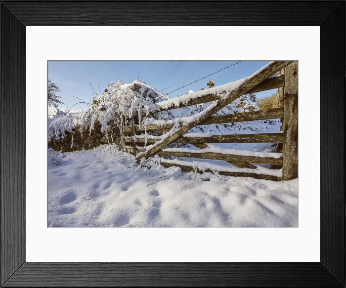 Framed Print : A snowbound farm gate in the dead of winter, Postbridge, Dartmoor National Park, Devon, Great Britain Framed Print : A snowbound farm gate in the dead of winter, Postbridge, Dartmoor National Park, Devon, Great Britain