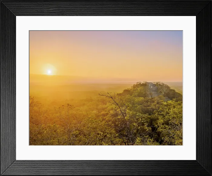 Framed Print : View towards Structure I at sunrise, Calakmul Archaeological Site, Campeche State, Mexico Framed Print : View towards Structure I at sunrise, Calakmul Archaeological Site, Campeche State, Mexico