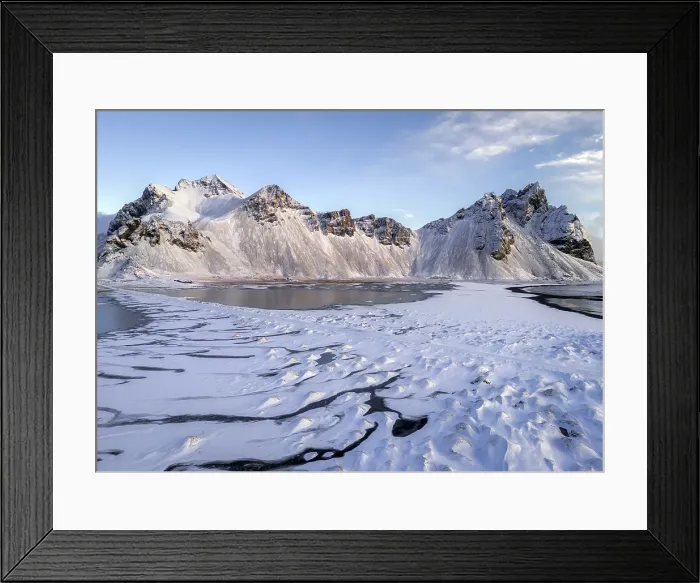 Framed Print : Aerial view of the mountains of Vestrahorn after snowfall, Stokksnes, South Iceland, Iceland, Polar Regions Framed Print : Aerial view of the mountains of Vestrahorn after snowfall, Stokksnes, South Iceland, Iceland, Polar Regions
