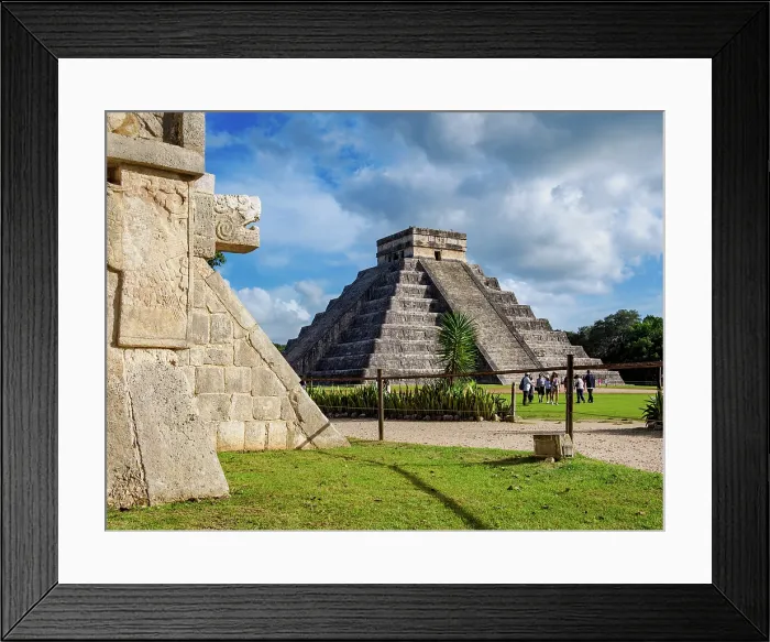 Framed Print : The platform of the eagles and jaguars and El Castillo or Temple of Kukulcan, Chichen Itza, Yucatan State, Mexico Framed Print : The platform of the eagles and jaguars and El Castillo or Temple of Kukulcan, Chichen Itza, Yucatan State, Mexico