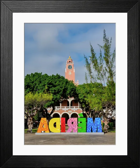 Framed Print : Merida Letters and City Hall, Plaza Grande, Merida, Yucatan State, Mexico Framed Print : Merida Letters and City Hall, Plaza Grande, Merida, Yucatan State, Mexico