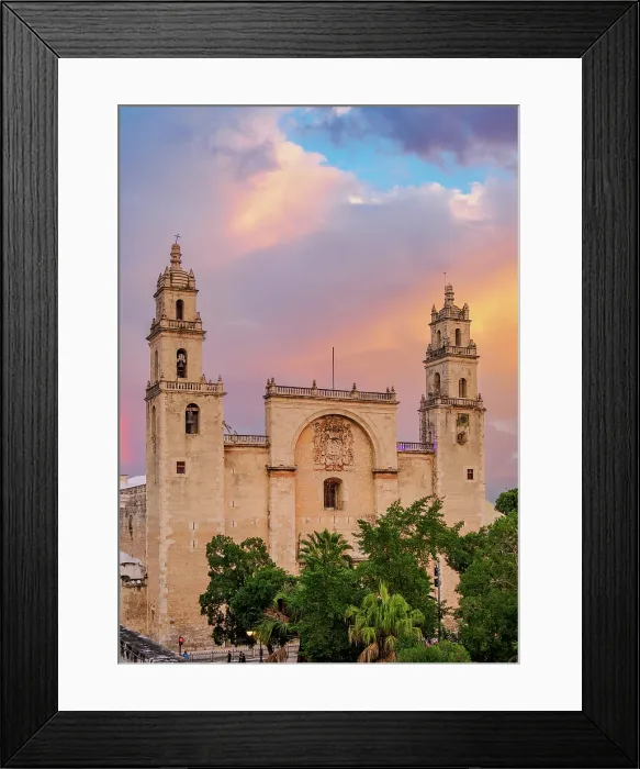 Framed Print : Catedral of San Ildefonso at sunset, elevated view, Plaza Grande, Merida, Yucatan State, Mexico Framed Print : Catedral of San Ildefonso at sunset, elevated view, Plaza Grande, Merida, Yucatan State, Mexico