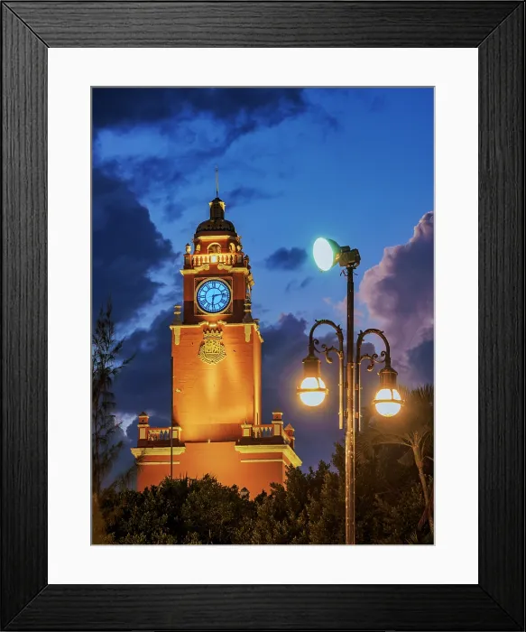 Framed Print : City Hall Tower at dusk, Plaza Grande, Merida, Yucatan State, Mexico Framed Print : City Hall Tower at dusk, Plaza Grande, Merida, Yucatan State, Mexico