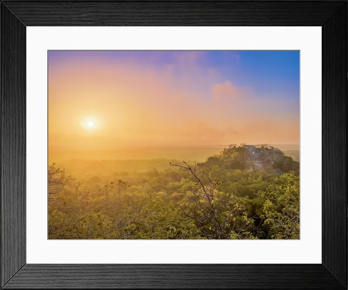 Framed Print : View towards Structure I at sunrise, Calakmul Archaeological Site, Campeche State, Mexico Framed Print : View towards Structure I at sunrise, Calakmul Archaeological Site, Campeche State, Mexico