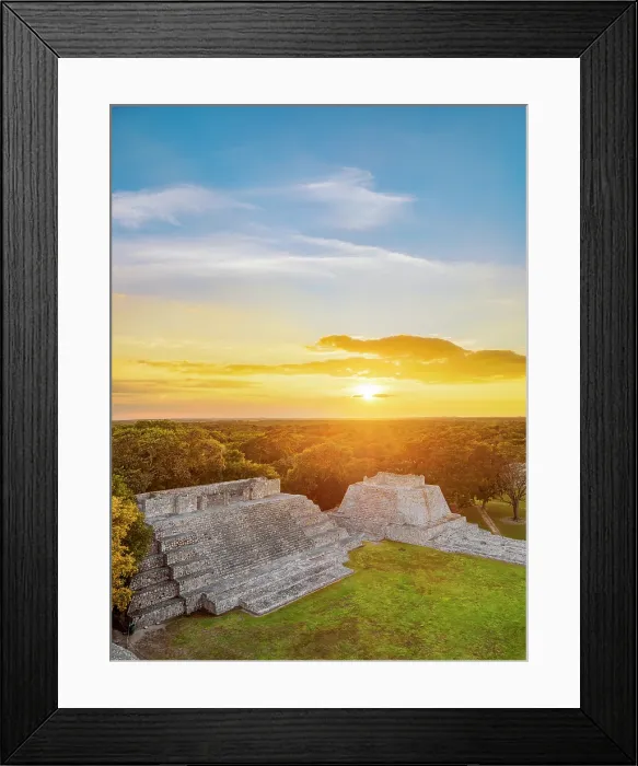 Framed Print : Great Acropolis at sunset, elevated view, Edzna Archaeological Site, Campeche State, Mexico Framed Print : Great Acropolis at sunset, elevated view, Edzna Archaeological Site, Campeche State, Mexico