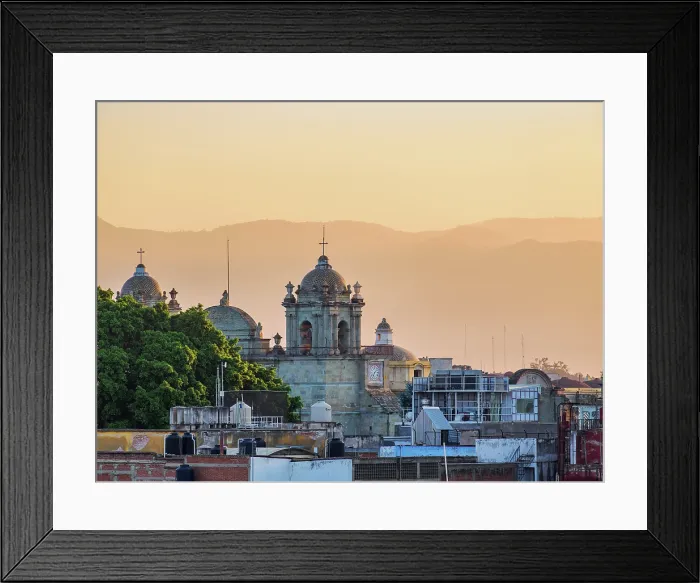 Framed Print : View towards the Cathedral of Our Lady of the Assumption at sunrise, Oaxaca de Juarez, Oaxaca State, Mexico Framed Print : View towards the Cathedral of Our Lady of the Assumption at sunrise, Oaxaca de Juarez, Oaxaca State, Mexico