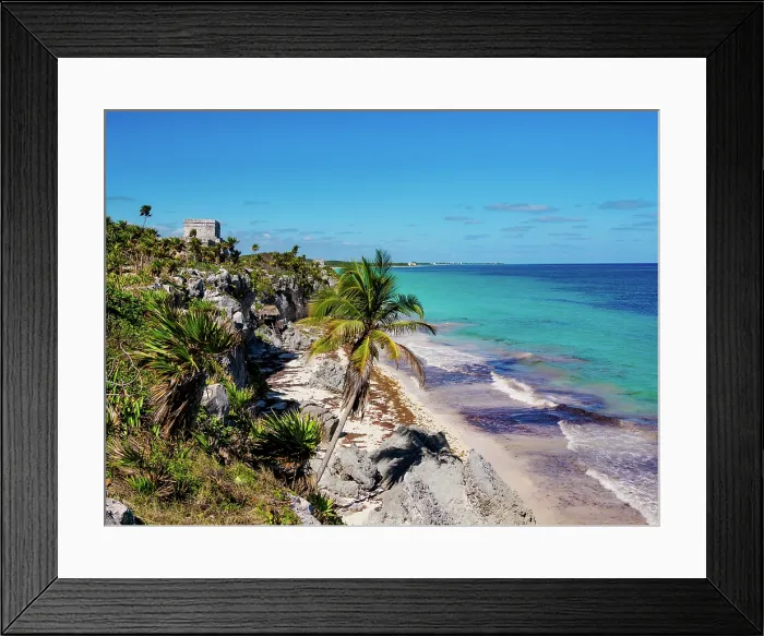Framed Print : View towards El Castillo and Temple of the God of Wind, Tulum Archeological Site, Quintana Roo State, Mexico Framed Print : View towards El Castillo and Temple of the God of Wind, Tulum Archeological Site, Quintana Roo State, Mexico