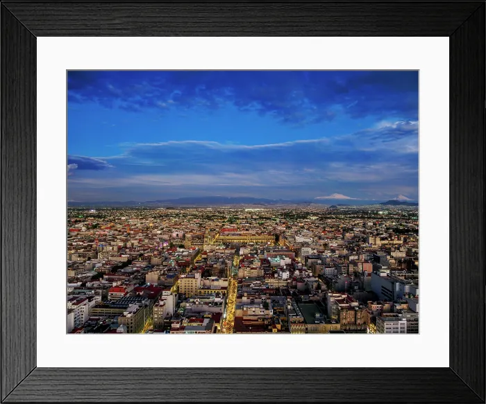 Framed Print : View towards the Old Town and Zocalo at dusk, Mexico City, Mexico Framed Print : View towards the Old Town and Zocalo at dusk, Mexico City, Mexico