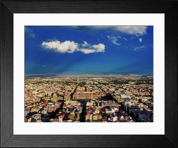 Framed Print : View towards the Old Town and Zocalo at sunset, Mexico City, Mexico Framed Print : View towards the Old Town and Zocalo at sunset, Mexico City, Mexico