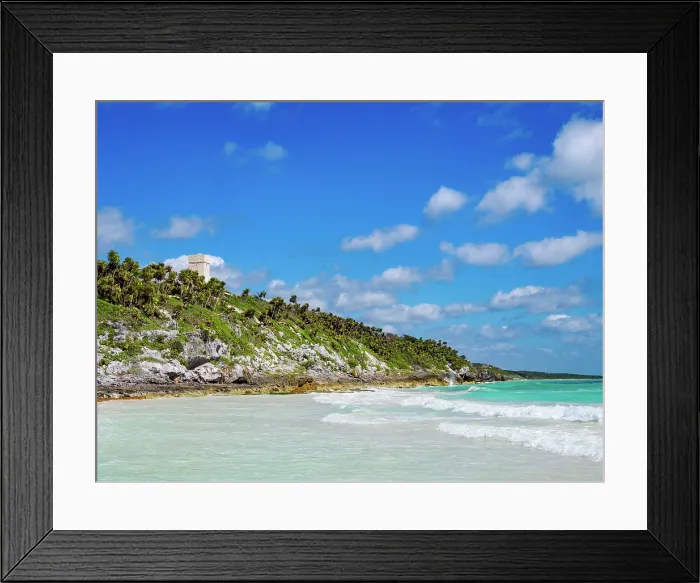 Framed Print : View over Paradise Beach towards the Tulum Lighthouse, Tulum, Quintana Roo State, Mexico Framed Print : View over Paradise Beach towards the Tulum Lighthouse, Tulum, Quintana Roo State, Mexico
