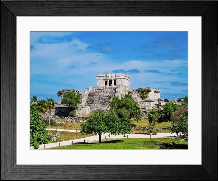 Framed Print : View towards El Castillo, Tulum Archeological Site, Quintana Roo State, Mexico