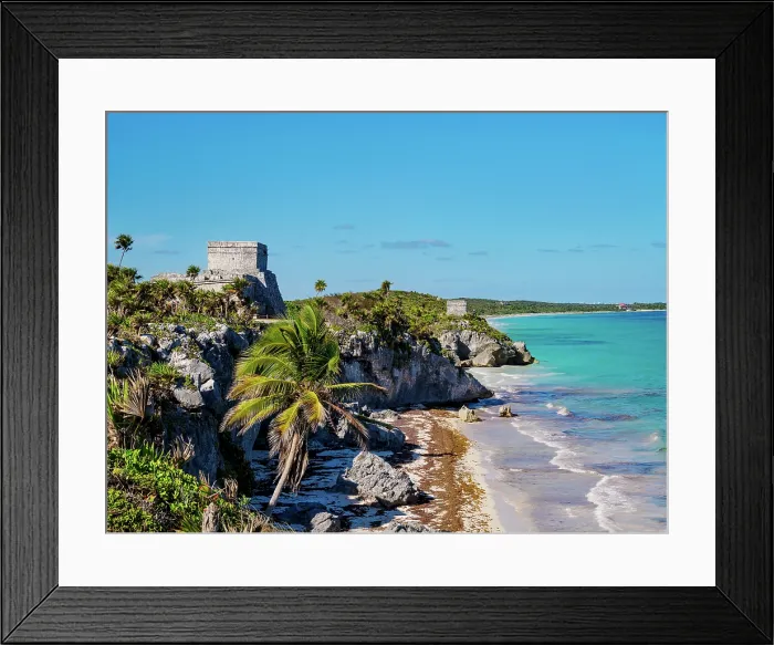 Framed Print : View towards El Castillo and Temple of the God of Wind, Tulum Archeological Site, Quintana Roo State, Mexico Framed Print : View towards El Castillo and Temple of the God of Wind, Tulum Archeological Site, Quintana Roo State, Mexico