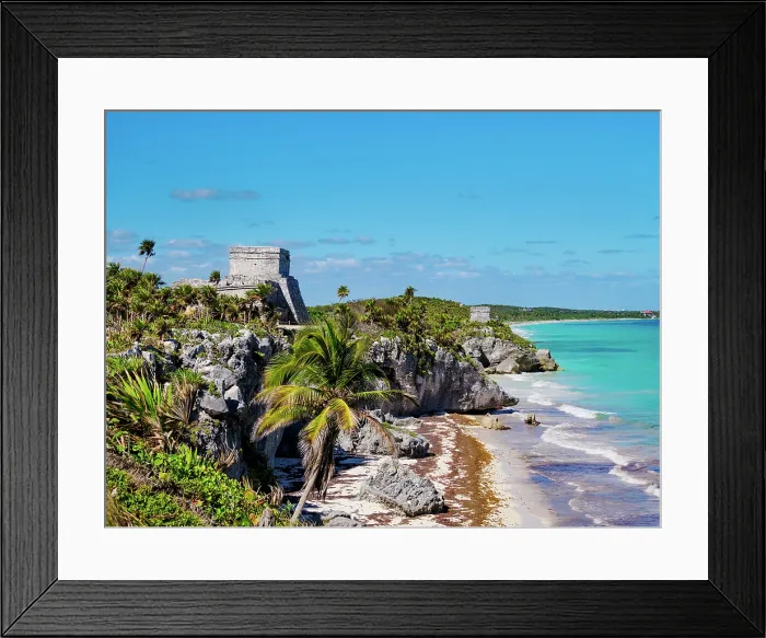 Framed Print : View towards El Castillo and Temple of the God of Wind, Tulum Archeological Site, Quintana Roo State, Mexico Framed Print : View towards El Castillo and Temple of the God of Wind, Tulum Archeological Site, Quintana Roo State, Mexico
