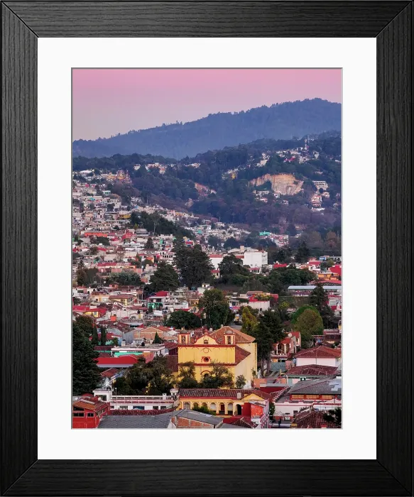 Framed Print : View towards the San Francisco de Asis Church at dusk, San Cristobal de las Casas, Chiapas State, Mexico Framed Print : View towards the San Francisco de Asis Church at dusk, San Cristobal de las Casas, Chiapas State, Mexico