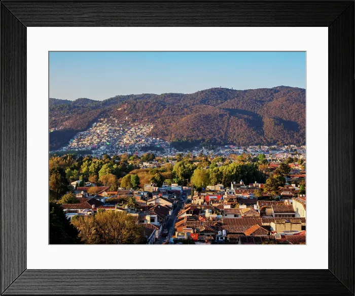 Framed Print : Cityscape of San Cristobal de las Casas at sunset, elevated view, Chiapas State, Mexico Framed Print : Cityscape of San Cristobal de las Casas at sunset, elevated view, Chiapas State, Mexico