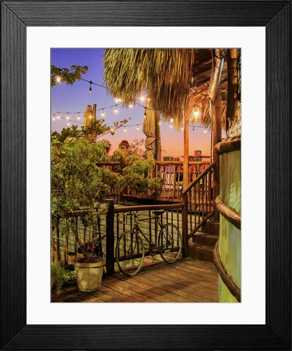Framed Print : La Monina Restaurant at dusk, waterfront of San Miguel de Cozumel, Cozumel Island, Quintana Roo State, Mexico