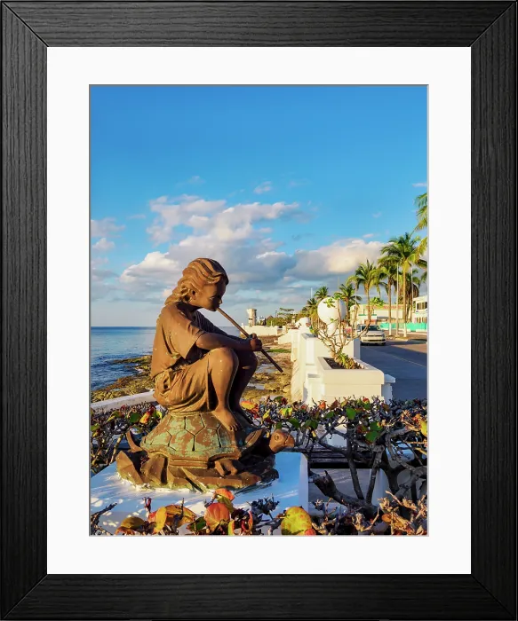 Framed Print : Girl playing the flute on a tortoise sculpture at the waterfront of San Miguel de Cozumel, Cozumel Island, Quintana Roo State, Mexico Framed Print : Girl playing the flute on a tortoise sculpture at the waterfront of San Miguel de Cozumel, Cozumel Island, Quintana Roo State, Mexico