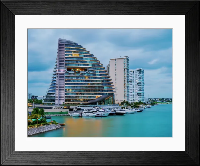 Framed Print : Shark Tower at dusk, Puerto Cancun, Cancun, Quintana Roo State, Mexico Framed Print : Shark Tower at dusk, Puerto Cancun, Cancun, Quintana Roo State, Mexico