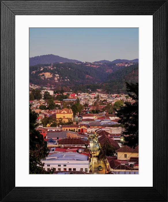Framed Print : View towards the San Francisco de Asis Church at dusk, San Cristobal de las Casas, Chiapas State, Mexico Framed Print : View towards the San Francisco de Asis Church at dusk, San Cristobal de las Casas, Chiapas State, Mexico