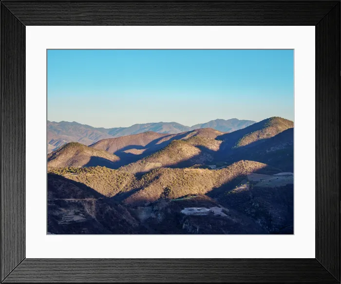 Framed Print : Landscape seen from Hierve el Agua at sunset, San Lorenzo Albarradas, Oaxaca State, Mexico Framed Print : Landscape seen from Hierve el Agua at sunset, San Lorenzo Albarradas, Oaxaca State, Mexico