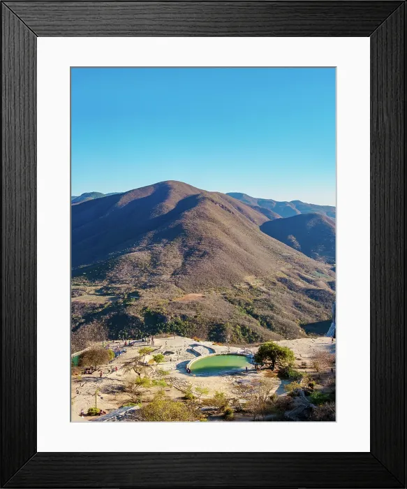Framed Print : Hierve el Agua pools at sunset, elevated view, San Lorenzo Albarradas, Oaxaca State, Mexico Framed Print : Hierve el Agua pools at sunset, elevated view, San Lorenzo Albarradas, Oaxaca State, Mexico