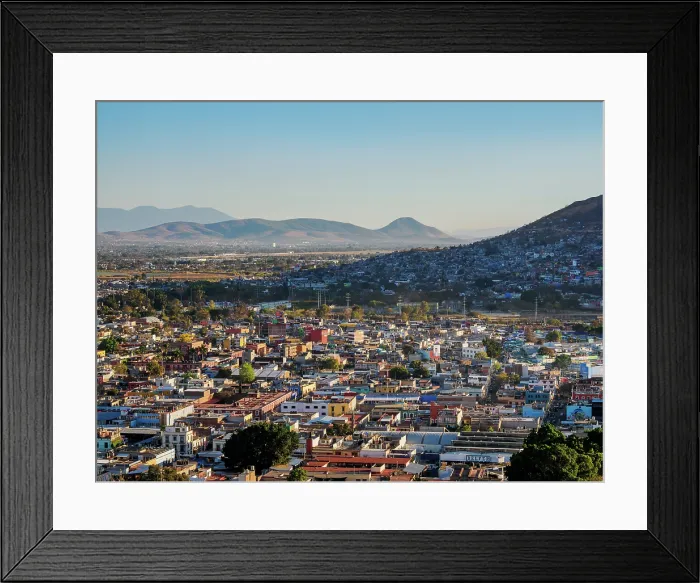 Framed Print : Cityscape seen from Cerro del Fortin at sunset, Oaxaca de Juarez, Oaxaca State, Mexico Framed Print : Cityscape seen from Cerro del Fortin at sunset, Oaxaca de Juarez, Oaxaca State, Mexico