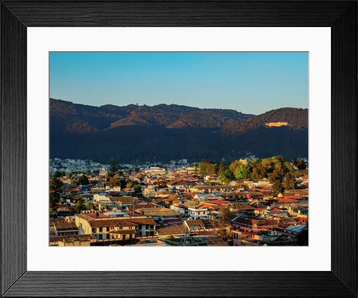 Framed Print : Cityscape of San Cristobal de las Casas at sunset, elevated view, Chiapas State, Mexico Framed Print : Cityscape of San Cristobal de las Casas at sunset, elevated view, Chiapas State, Mexico